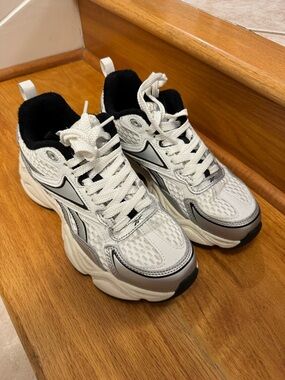 White and Silver Chunky Sneakers